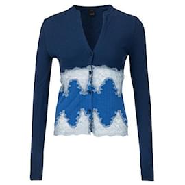 Autre Marque-Contemporary Designer Blue Lace Cardigan-Blue