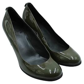 Gucci-Gucci Olive Green Patent Leather Round Toe Heels-Green