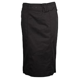 Prada-Prada Black Pencil Skirt with Detachable Belt-Black