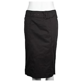 Prada-Prada Black Pencil Skirt with Detachable Belt-Black