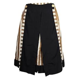 Fendi-Fendi Black, Jupe rayée brune et beige-Multicolore