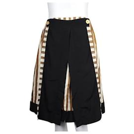 Fendi-Fendi Black, Jupe rayée brune et beige-Multicolore