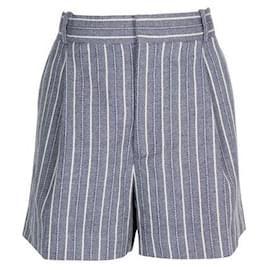 Dior-Dior Dark Blue/ White Striped Woolen Shorts-Blue