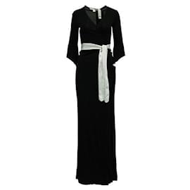 Diane Von Furstenberg-Diane Von Furstenberg Elegant Long Black Wrap Dress-Black