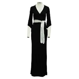 Diane Von Furstenberg-Diane Von Furstenberg Elegant Long Black Wrap Dress-Black