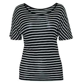 Saint Laurent-Saint Laurent Black And White Classic Striped T-Shirt-Black