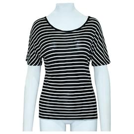 Saint Laurent-Saint Laurent Black And White Classic Striped T-Shirt-Black