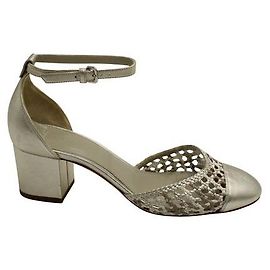 Loro Piana Metallic / Rattansandalen Silber