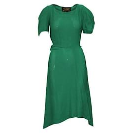 Vivienne Westwood Anglomania-Vivienne Westwood Anglomania Green Asymmetric Dress-Green