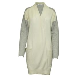 Autre Marque-Contemporary Designer Light Grey And Ivory Cashmete Jacket-Cream