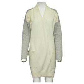 Autre Marque-Contemporary Designer Light Grey And Ivory Cashmete Jacket-Cream
