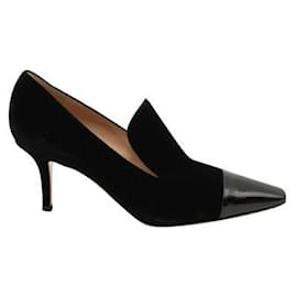 Gianvito Rossi-Gianvito Rossi Tacchi in velluto nero con punta in vernice-Nero