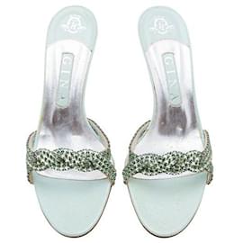 Autre Marque-Zeitgenössische Designer-Sandale „Mint Twist Diamente“-Grün