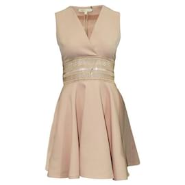 Maje-Maje Pastel Pink Cocktail Dress with Embroidery at Waistband-Other