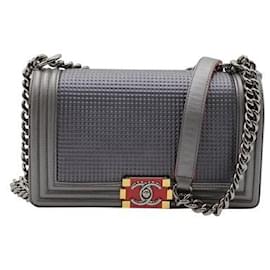 Chanel-Chanel Dark Grey/Silver Boy Bag Cruise Collection 2014-Silvery
