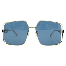 Dior-Dior Blue and Gold Square Sunglasses-Blue
