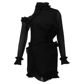 Zimmermann-Zimmermann Cutout Ruffled Plisse Organza Mini Dress-Black