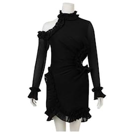 Zimmermann-Zimmermann Mini-robe en organza plissée à volants et découpes-Noir