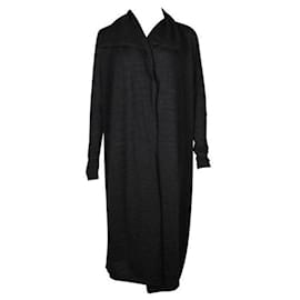 Autre Marque-Cardigan lungo in lana merino grigio scuro dal design contemporaneo-Grigio