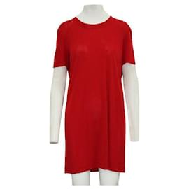 Donna Karan-Vestido recto rojo de manga corta de Donna Karan-Roja