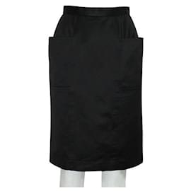 Yves Saint Laurent-Yves Saint Laurent Vintage Black Pencil Skirt with Pockets-Black