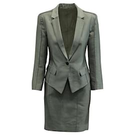Autre Marque-Contemporary Designer Silver Blazer And Skirt Set-Silvery