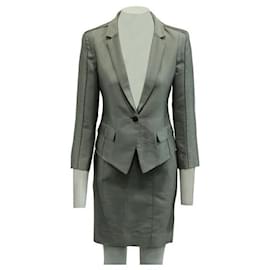 Autre Marque-Set blazer e gonna color argento dal design contemporaneo-Argento