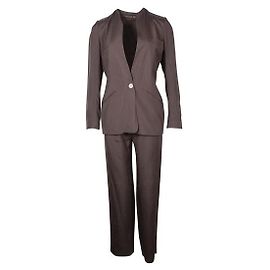 Conjunto de calça e blazer de seda marrom escuro Donna Karan Bronze