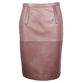 Bottega Veneta-Bottega Veneta Taupe Leather Pencil Skirt-Taupe