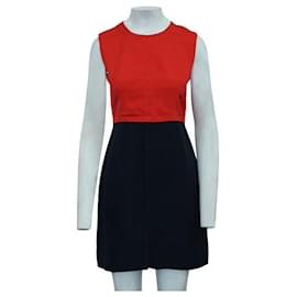 Céline-Celine Red and Navy Blue Dress-Red