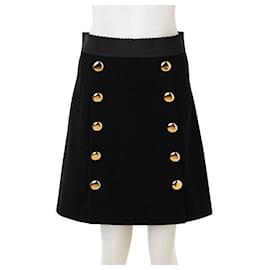 Dolce & Gabbana-Dolce & Gabbana Button Embellished Wool Mini Skirt-Black