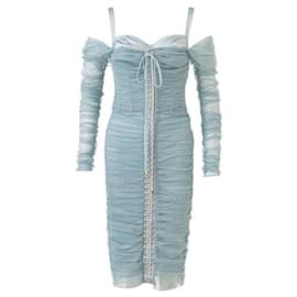 Dolce & Gabbana-Dolce & Gabbana Ruched Off Shoulder Dress-Blue