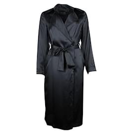 Autre Marque-Vestido envolvente de seda negra RtA de diseñador contemporáneo/Capa-Negro
