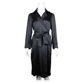 Autre Marque-Designer contemporain RtA Robe enveloppante en soie noire/Manteau-Noir