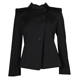 Autre Marque-Contemporary Designer Emporio Armani Black Asymetrical Wool Jacket-Black