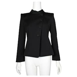Autre Marque-Contemporary Designer Emporio Armani Black Asymetrical Wool Jacket-Black