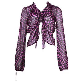 Camicia Escada in seta nera con pois viola Nero