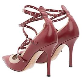 Valentino-Zapatos de tacón con jaula Rockstud rojos de Valentino 65MM-Roja