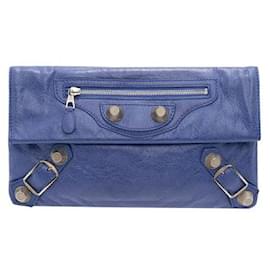 Balenciaga-Balenciaga Lambskin Leather Giant 21 Silver Envelope Clutch Bag-Purple