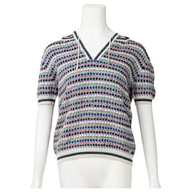Chanel-Felpa con cappuccio a maniche corte in maglia di Chanel-Multicolore