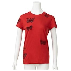 Valentino-Valentino T-Shirt mit Schmetterlingsstickerei-Rot