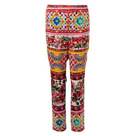 Dolce & Gabbana-Dolce & Gabbana Pantalones De Seda Estampados-Multicolor