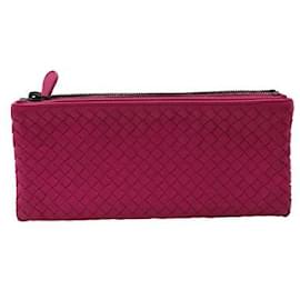 Bottega Veneta-Pochette con zip foderata in Intrecciato Rosa di Bottega Veneta-Rosa