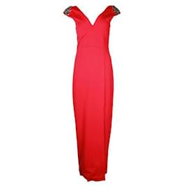 Autre Marque-Contemporary Designer Bariano Red Embellished Gown-Red