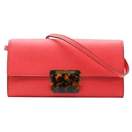 Michael Kors-Michael Kors Coral Wallet/Clutch With Strap-Coral