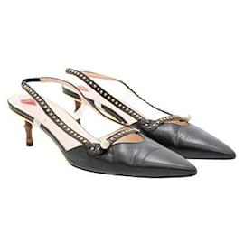 Gucci-Gucci Leather Slingbacks with Bamboo Heel-Black