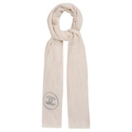 Chanel-Chanel-Schal mit Glitzerlogo-Weiß