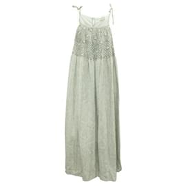 Autre Marque-Innika Choo Striped Maxi Dress with Embroidery-White