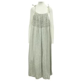 Autre Marque-Innika Choo Striped Maxi Dress with Embroidery-White