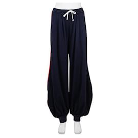 Gucci-Calça de moletom Gucci Web Stripe-Azul marinho